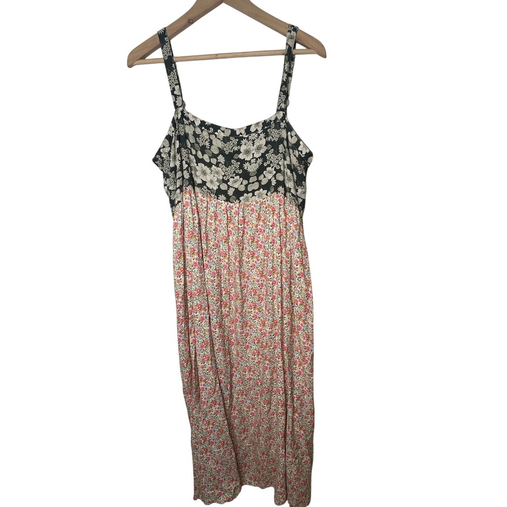 Natural Life Maxi Dress XL Floral Black Pink Boho Artsy Cottagecore Lightweight - Picture 3 of 12
